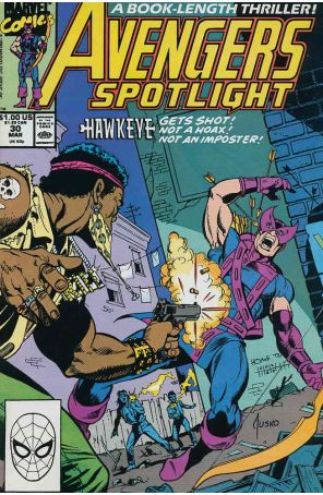 Avengers Spotlight 30 published by Marvel with cover art by Joe Jusko