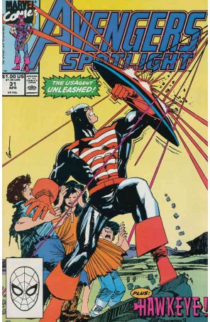 Avengers Spotlight 31 published by Marvel with cover art by Denys Cowan