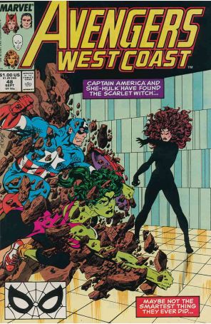 Avengers West Coast 48 published by Marvel with cover art by John Byrne