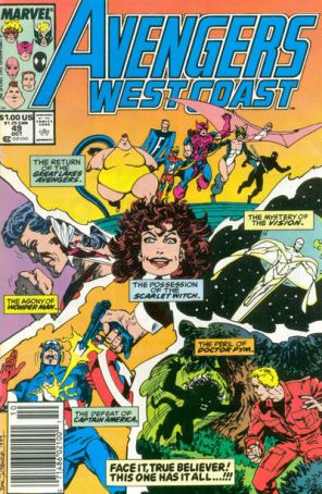 Avengers West Coast 49 (Newsstand) published by Marvel with cover art by John Byrne
