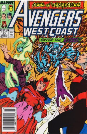 Avengers West Coast 53 (Newsstand) published by Marvel with cover art by John Byrne