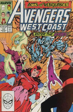 Avengers West Coast 53 published by Marvel with cover art by John Byrne