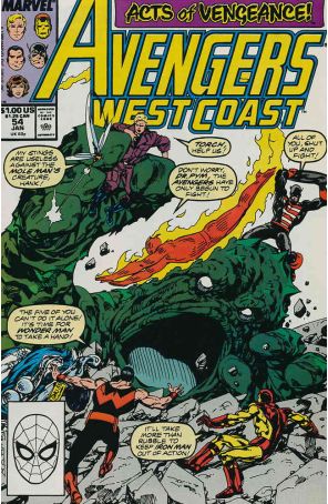 Avengers West Coast 54 published by Marvel with cover art by John Byrne
