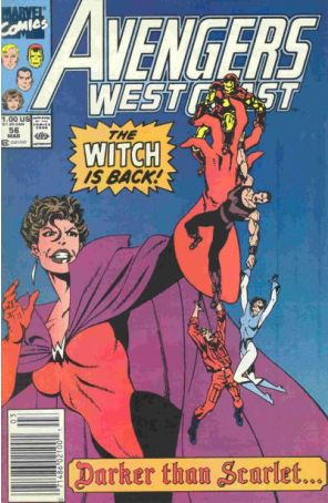 Avengers West Coast 56 (Newsstand) published by Marvel with cover art by John Byrne