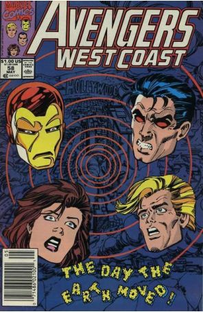 Avengers West Coast 58 (Newsstand) published by Marvel with cover art by Tom Morgan
