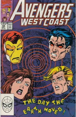 Avengers West Coast 58 published by Marvel with cover art by Tom Morgan
