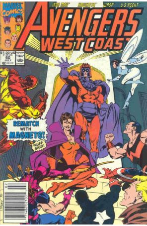 Avengers West Coast 60 (Newsstand) published by Marvel with cover art by Paul Ryan