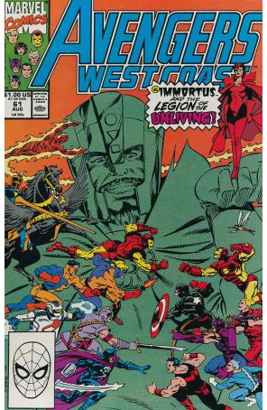 Avengers West Coast 61 published by Marvel with cover art by Paul Ryan