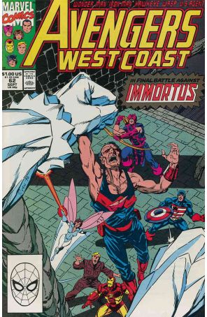 Avengers West Coast 62 published by Marvel with cover art by Paul Ryan
