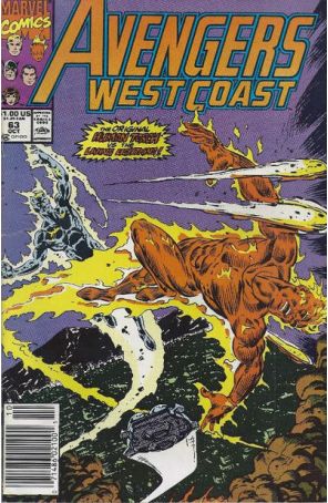 Avengers West Coast 63 (Newsstand) published by Marvel with cover art by Paul Ryan