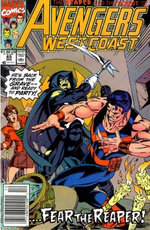 Avengers West Coast 65 (Newsstand) published by Marvel with cover art by Paul Ryan
