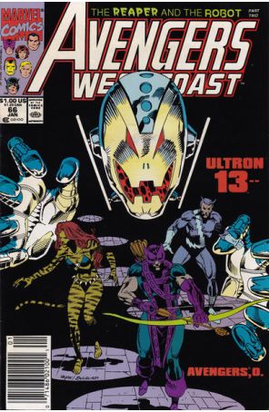 Avengers West Coast 66 (Newsstand) published by Marvel with cover art by Paul Ryan