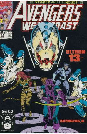 Avengers West Coast 66 published by Marvel with cover art by Paul Ryan