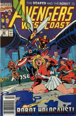 Avengers West Coast 68 (Newsstand) published by Marvel with cover art by Paul Ryan