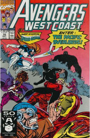Avengers West Coast 70 published by Marvel with cover art by Tom Morgan