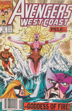 Avengers West Coast 71 (Newsstand) published by Marvel with cover art by Tom Morgan