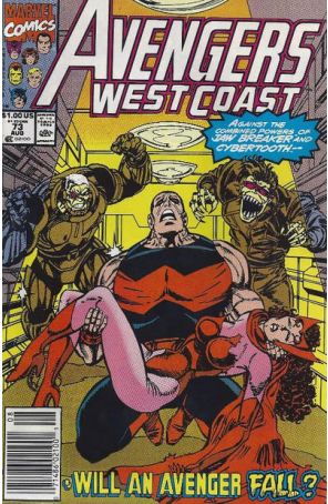 Avengers West Coast 73 (Newsstand) published by Marvel with cover art by Tom Morgan