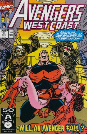 Avengers West Coast 73 published by Marvel with cover art by Tom Morgan