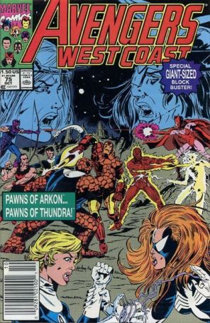 Avengers West Coast 75 (Newsstand) published by Marvel with cover art by Herb Trimpe