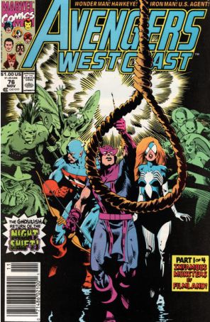 Avengers West Coast 76 (Newsstand) published by Marvel with cover art by Dave Ross