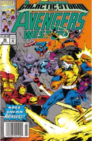 Avengers West Coast 80 (Newsstand) published by Marvel with cover art by Dave Ross