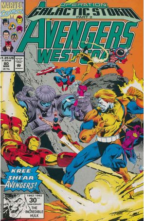 Avengers West Coast 80 published by Marvel with cover art by Dave Ross
