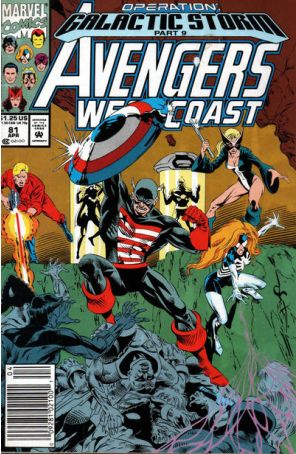Avengers West Coast 81 (Newsstand) published by Marvel with cover art by Dave Ross