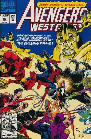 Avengers West Coast 86 published by Marvel with cover art by Dave Ross