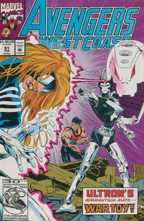 Avengers West Coast 91 published by Marvel with cover art by Dave Ross