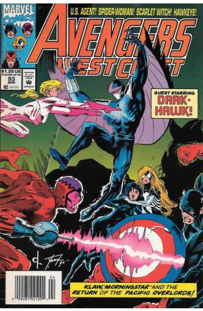 Avengers West Coast 93 (Newsstand) published by Marvel with cover art by Dave Ross