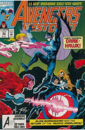 Avengers West Coast 93 published by Marvel with cover art by Dave Ross