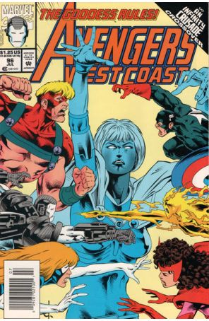 Avengers West Coast 96 (Newsstand) published by Marvel with cover art by Dave Ross