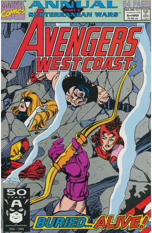 Avengers West Coast Annual 6 published by Marvel with cover art by Tom Morgan