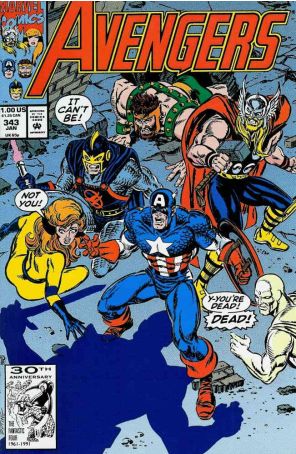 The Avengers 343 published by Marvel with cover art by Steve Epting