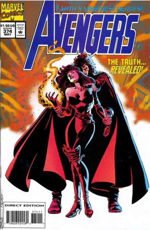 The Avengers 374 (with card) published by Marvel with cover art by Steve Epting
