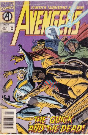 The Avengers 377 (Newsstand) published by Marvel with cover art by Grant Miehm