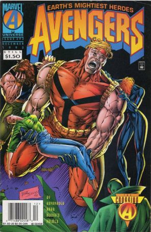 The Avengers 393 (Newsstand) published by Marvel with cover art by Ed Benés