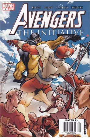 Avengers: The Initiative 8 (Newsstand) published by Marvel with cover art by Stefano Caselli