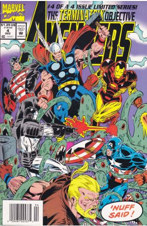 Avengers: The Terminatrix Objective 4 (Newsstand) published by Marvel with cover art by Mike Gustovich