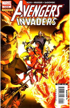 Avengers/Invaders 1 published by Marvel with cover art by Alex Ross