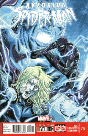 Avenging Spider-Man 18 published by Marvel with cover art by Marco Checchetto