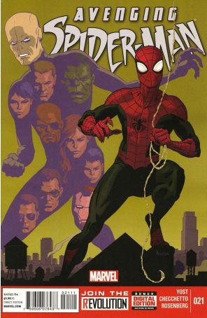 Avenging Spider-Man 21 published by Marvel with cover art by Paolo Rivera