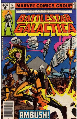 Battlestar Galactica (Marvel) 5 (Newsstand) published by Marvel with cover art by Walt Simonson