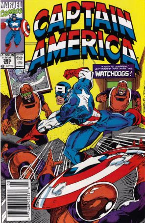 Captain America (1st Series) 385 (Newsstand) published by Marvel with cover art by Ron Lim