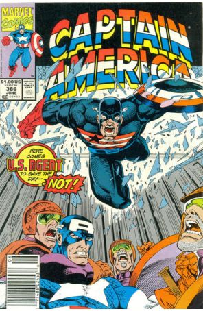Captain America (1st Series) 386 (Newsstand) published by Marvel with cover art by Ron Lim
