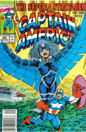 Captain America (1st Series) 389 (Newsstand) published by Marvel with cover art by Ron Lim