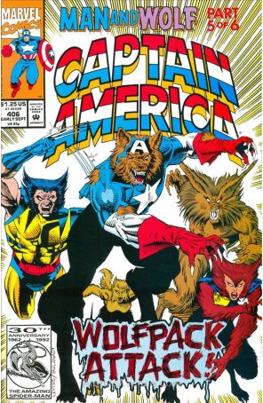 Captain America (1st Series) 406 published by Marvel with cover art by Rik Levins
