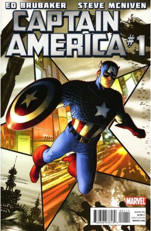 Captain America (6th Series) 1 published by Marvel with cover art by Steve McNiven
