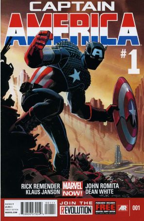 Captain America (7th Series) 1 published by Marvel with cover art by John Romita Jr.