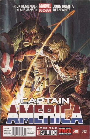 Captain America (7th Series) 3 (Newsstand) published by Marvel with cover art by John Romita Jr.